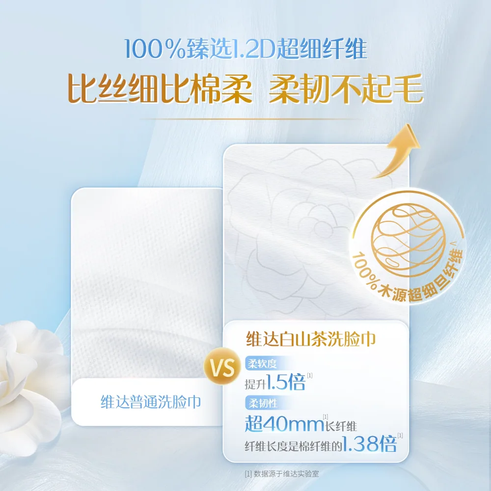 维达山茶花洗脸巾70抽3包（细节图 1）