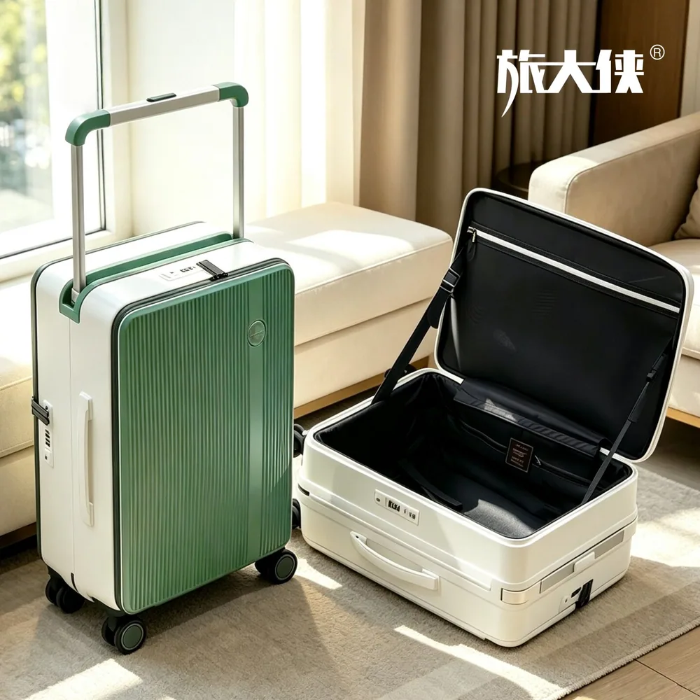 旅大侠双开盖宽拉杆箱TSA密码锁（细节图 2）