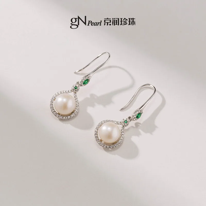 京润珍珠梦瑶8-9mm淡水珍珠耳钉925银针（细节图 2）