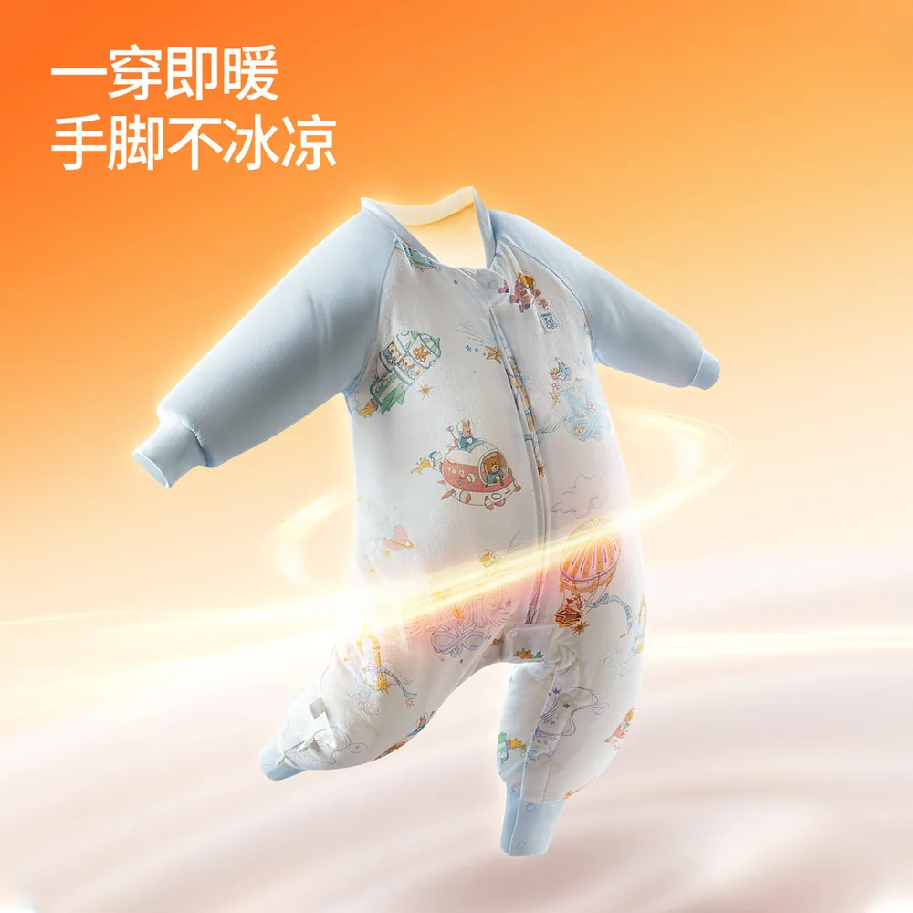 嫚熙婴儿四季通用分腿厚睡袋绒面外观（细节图 1）