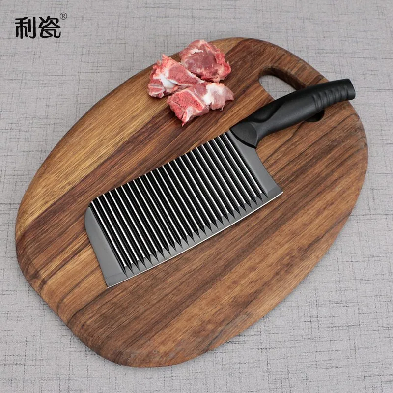 利瓷波浪纹不锈钢菜刀切片砍骨刀（细节图 1）