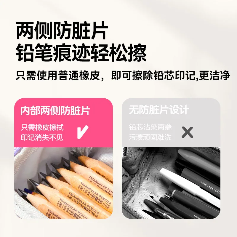 mideer弥鹿笔袋女孩小学生铅笔盒立式绒布款（细节图 1）