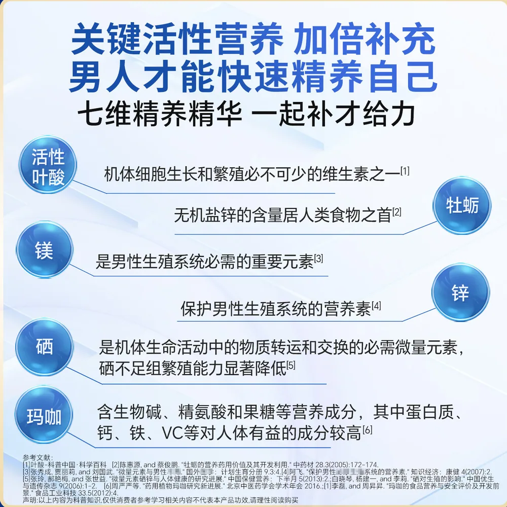 高吉星男士活性叶酸备孕锌硒片番茄红素瓶装