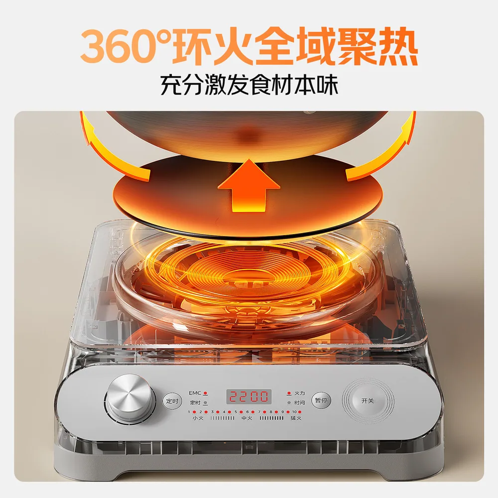 美的凹面电磁炉2200W家用炒菜锅一体主图（细节图 1）