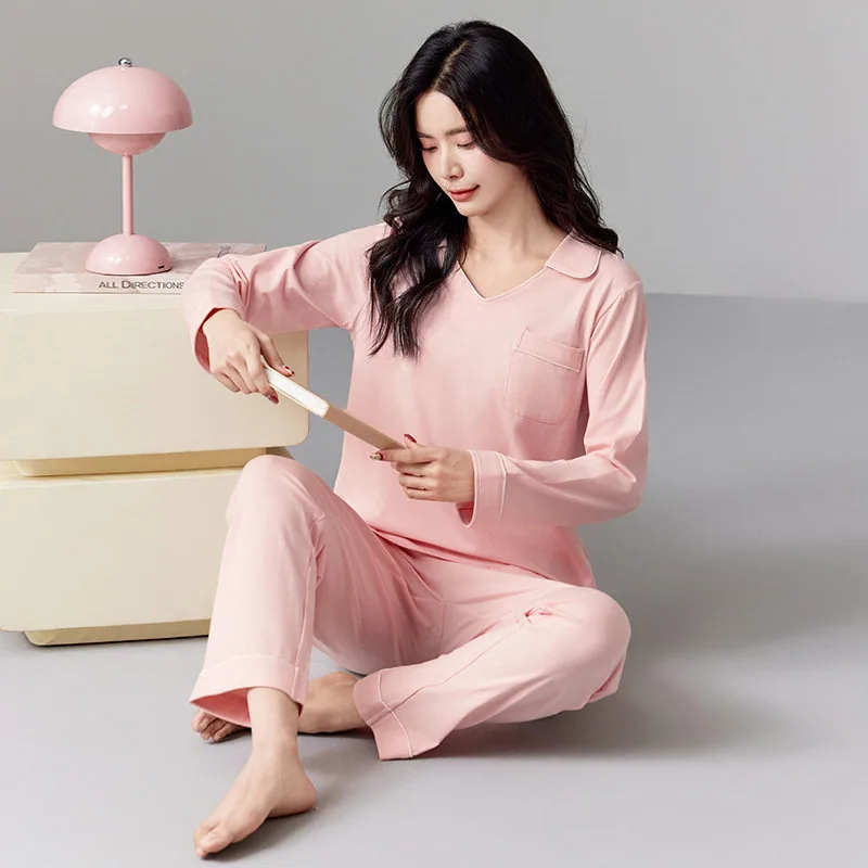 韩彩春季家居服女款纯棉宽松版（细节图 1）