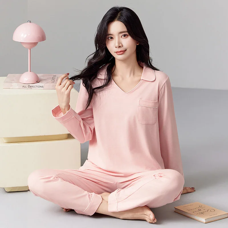 韩彩春季家居服女款纯棉宽松版（细节图 2）
