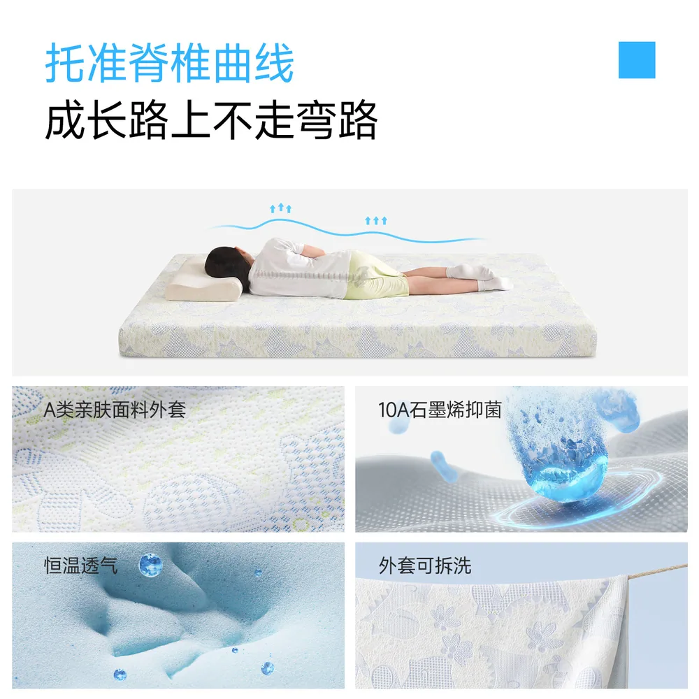 梦百合儿童记忆棉薄床垫10cm A类可拆洗（细节图 1）