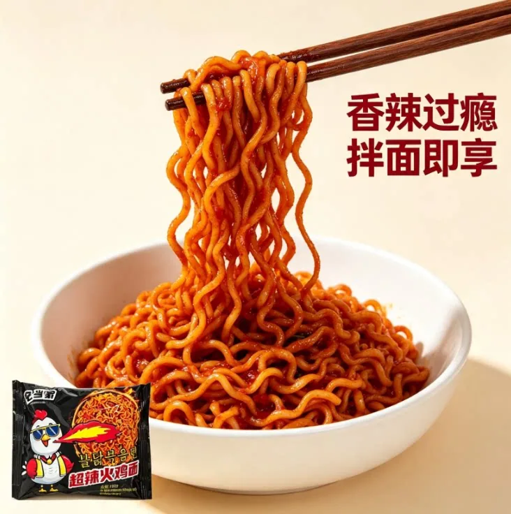 每果镇韩式火鸡面80g*3袋包装图（细节图 1）