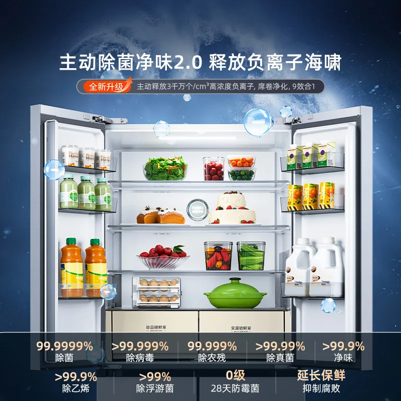 海信双系统囤多多571L十字冰箱正面图（细节图 1）