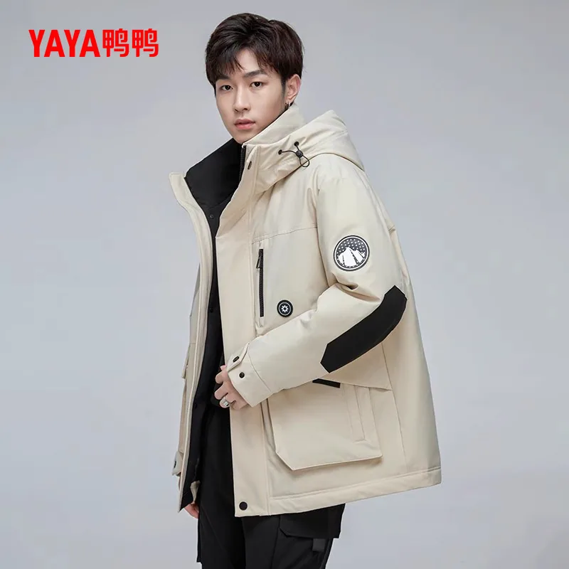 鸭鸭王一博同款工装加厚羽绒服短款连帽（细节图 2）