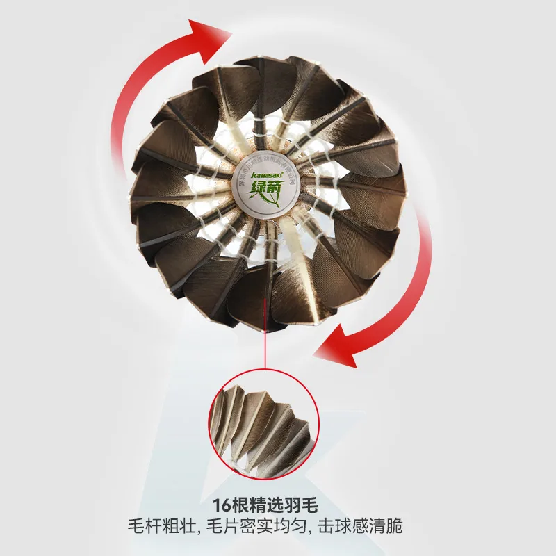 川崎优质鸭毛绿箭羽毛球一筒装（细节图 2）