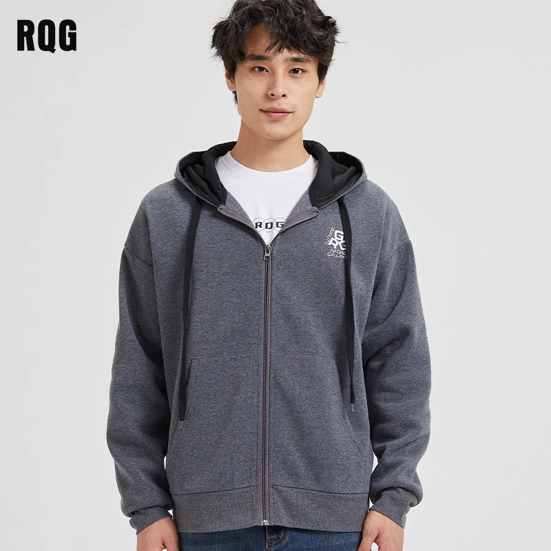 R.Q.G加绒连帽卫衣外套