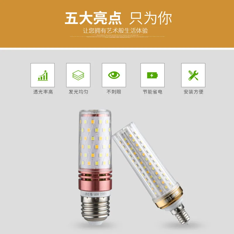 巨祥led三色变光玉米灯泡E27E14小螺口12W（细节图 1）