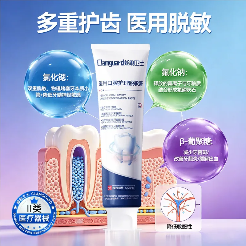 蛤利卫士含氟医用脱敏牙膏120g主图（细节图 2）