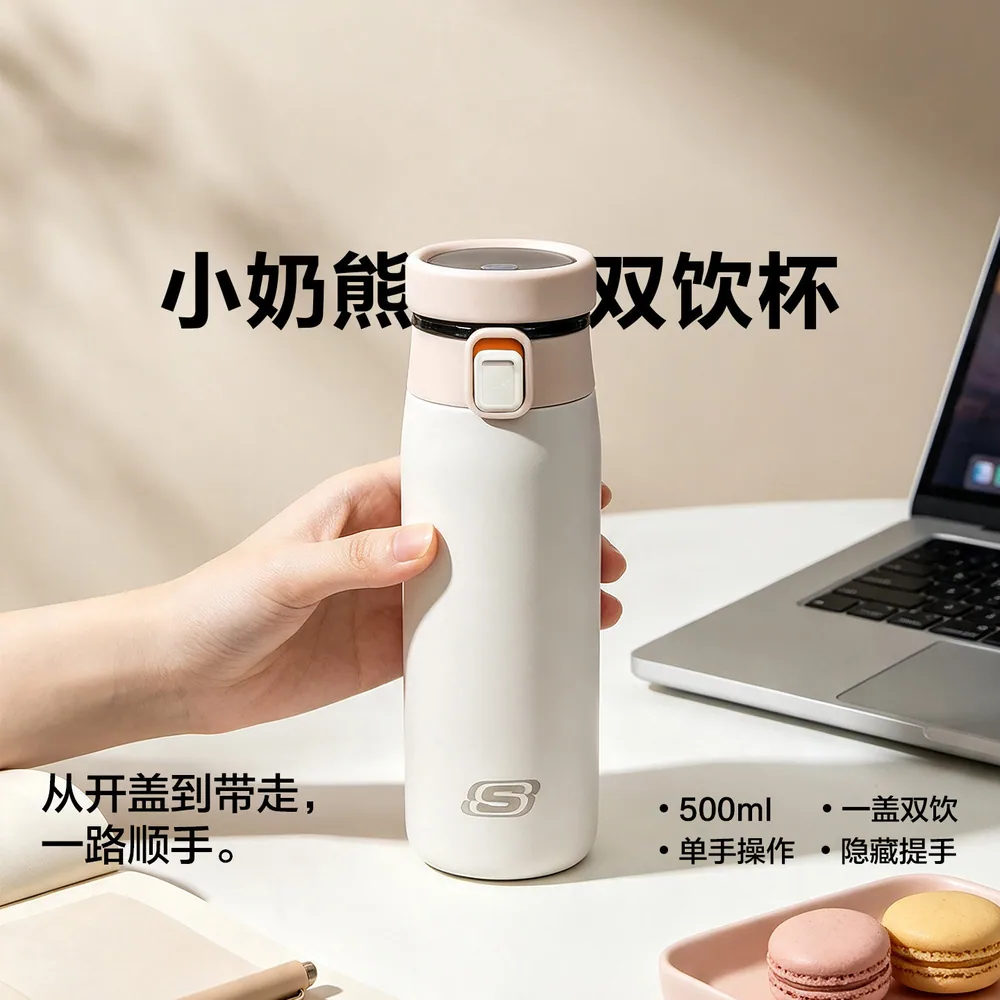 斯凯奇小奶熊保温杯500ml