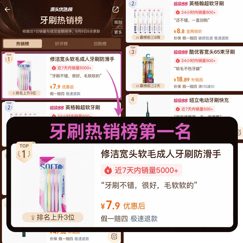 修洁软毛牙刷马卡龙色5支装