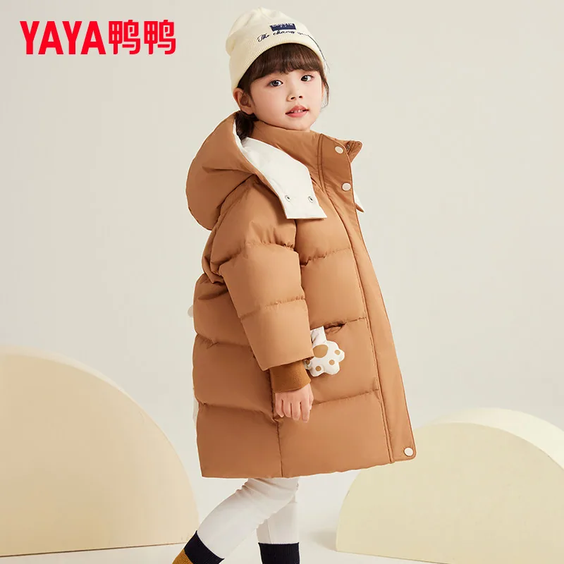 鸭鸭童装儿童加厚中长款羽绒服过膝款（细节图 2）