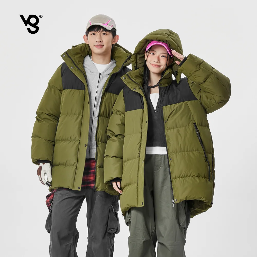 VUUG拼色加厚连帽棉服