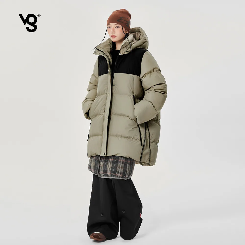 VUUG拼色加厚连帽棉服男女同款（细节图 1）