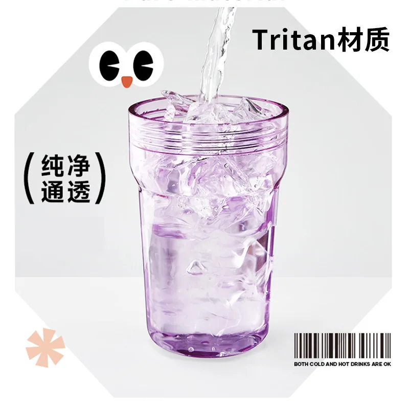 TRITAN材质耐高温双饮摇摇咖啡杯吸管磨砂渐变款（细节图 2）