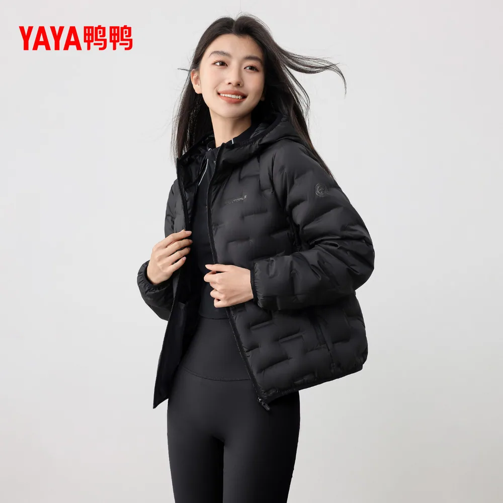 鸭鸭百搭连帽轻薄羽绒服短款宽松白鸭绒（细节图 2）
