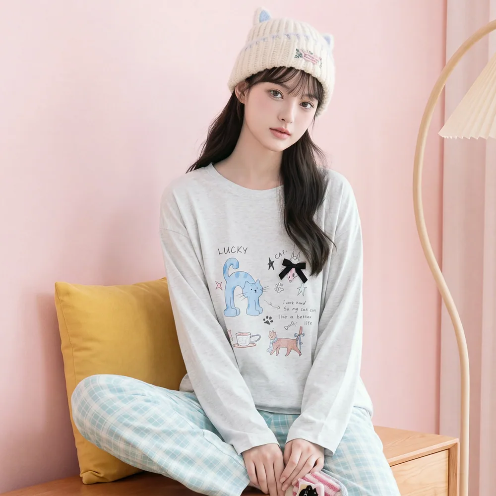 芬腾可安纯棉圆领家居服套装（细节图 2）