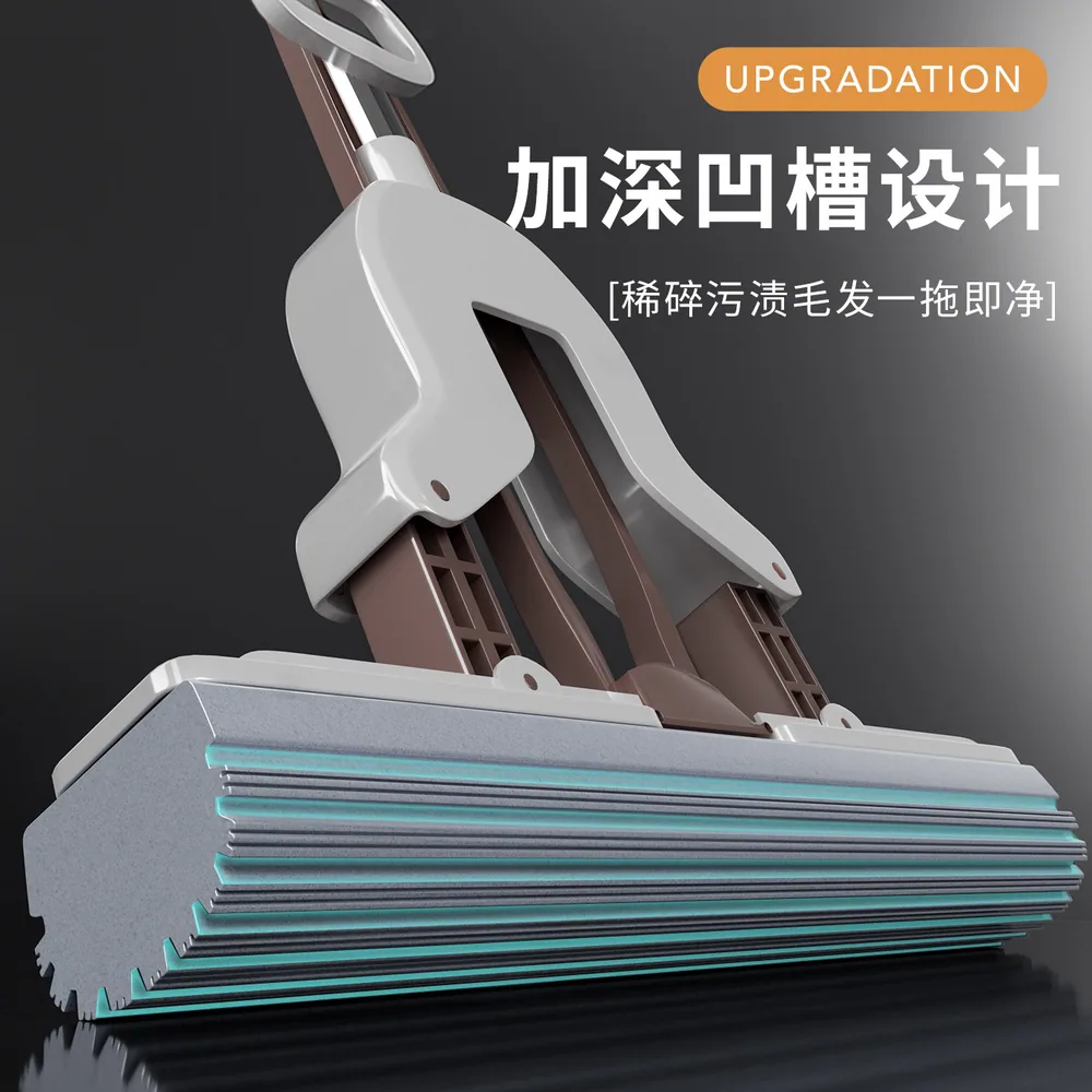 百家好世对折吸水海绵拖把胶棉头特写（细节图 2）