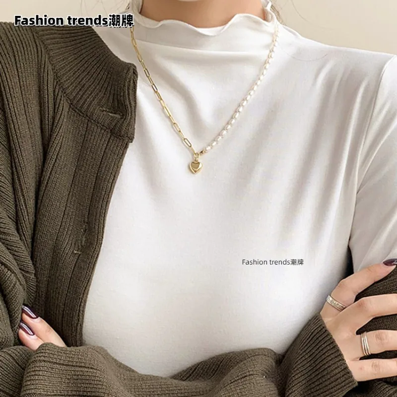 半高领打底衫女春秋款正面图（细节图 2）