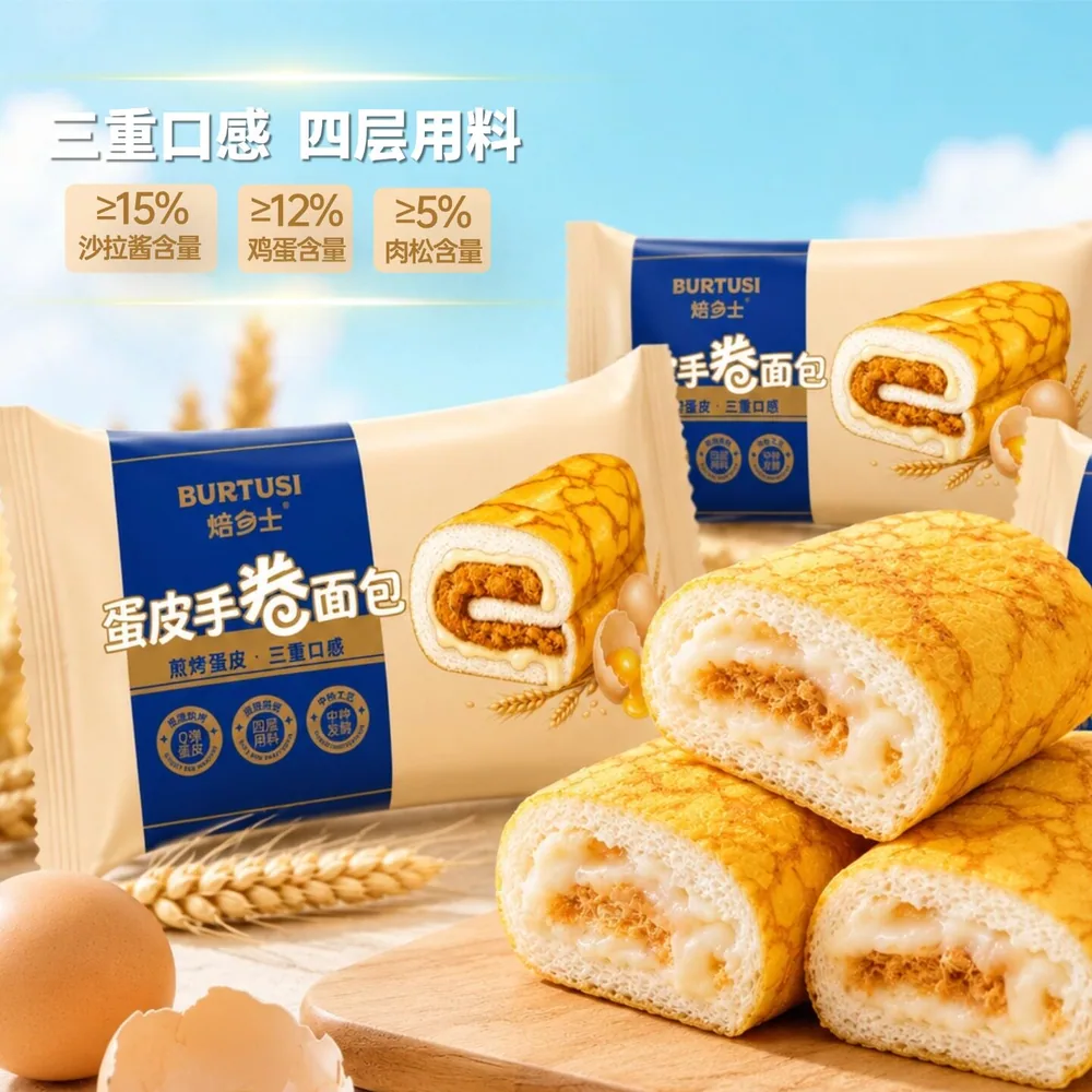 焙多士鲜奶蛋糕蛋皮手卷面包芋泥早餐独立包装（细节图 1）
