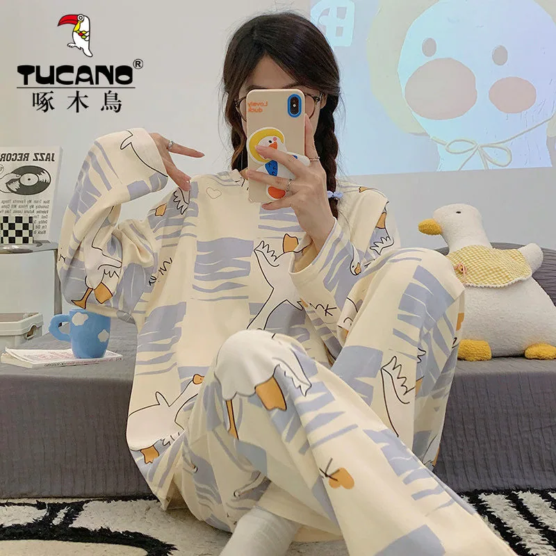 啄木鸟女式可外穿长袖睡衣套装长裤款（细节图 2）