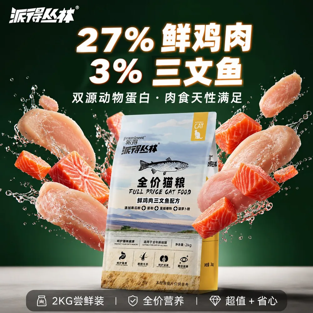 派得祛毛球全期猫粮2kg
