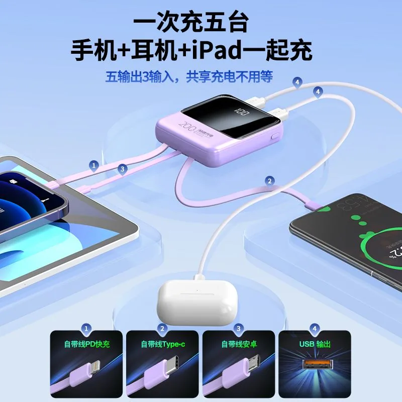 贵族世界百货自带4线充电宝20000毫安主图（细节图 1）