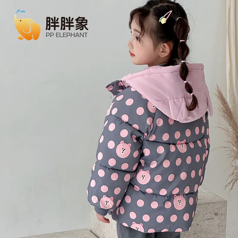 胖胖象儿童连帽印花棉衣外套
