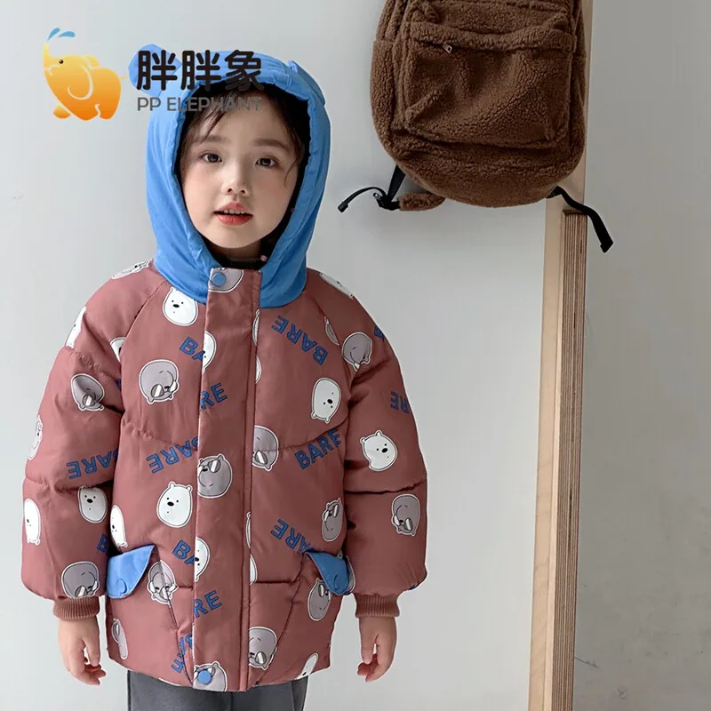 胖胖象儿童连帽印花棉衣外套（细节图 1）