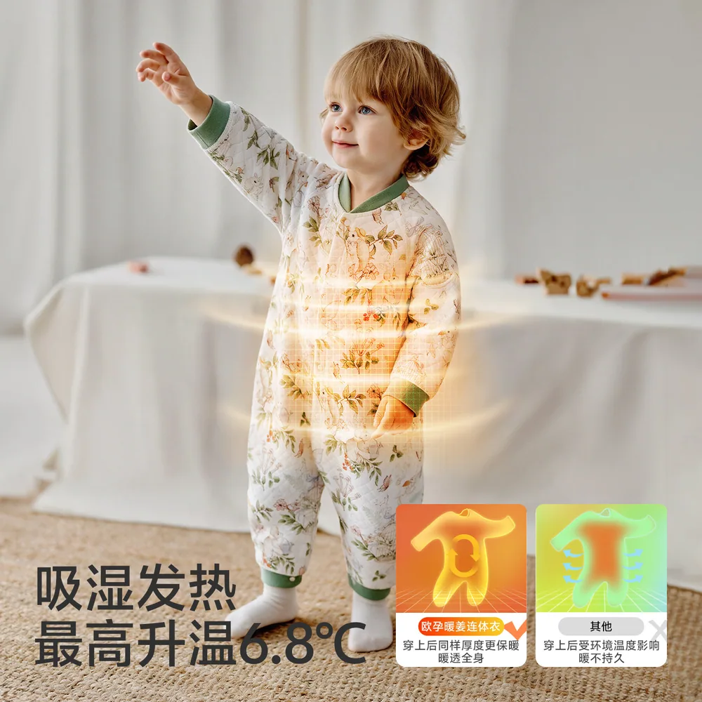 欧孕婴儿衣服秋冬保暖连体衣夹棉款（细节图 1）