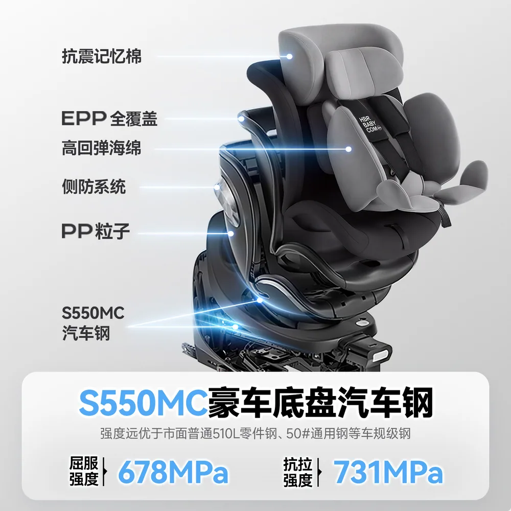 HBR虎贝尔X360pro+儿童安全座椅0-12岁