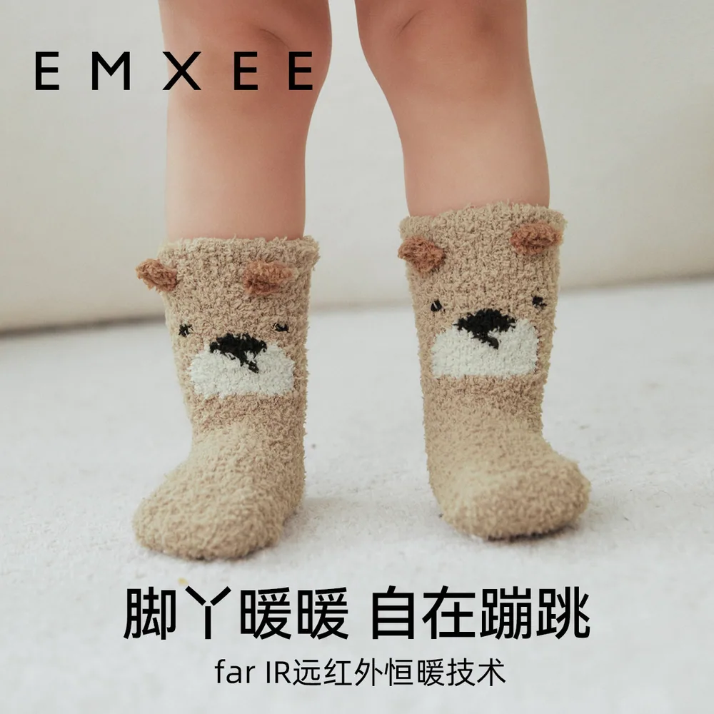 嫚熙儿童秋冬半边绒防滑学步袜主图（细节图 1）