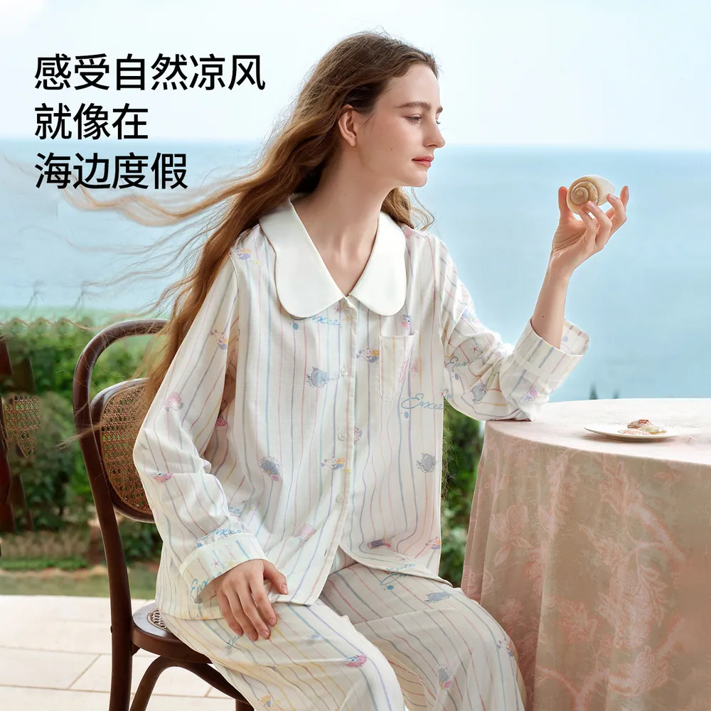 嫚熙夏季薄款牛油果纱罗月子服主图（细节图 2）
