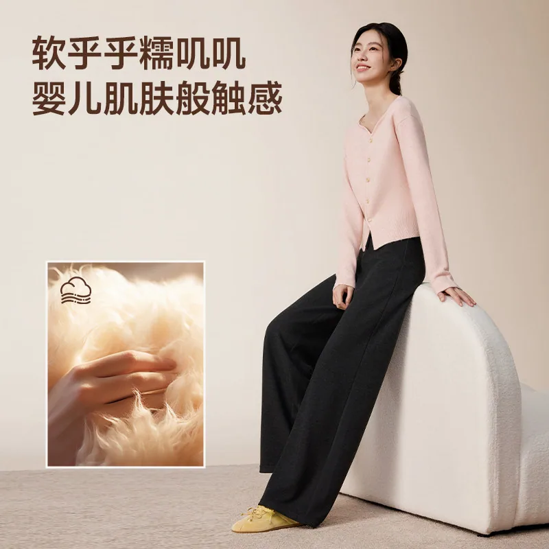 MissWiss羊毛直筒裤抽绳显瘦秋冬长裤（细节图 2）