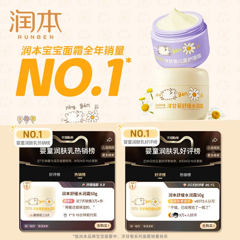 润本儿童洋甘菊面霜50g大瓶装