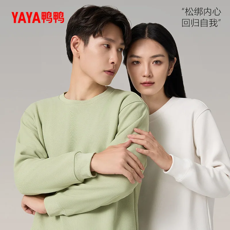 鸭鸭羊毛蚕丝加绒情侣卫衣双人上身（细节图 1）