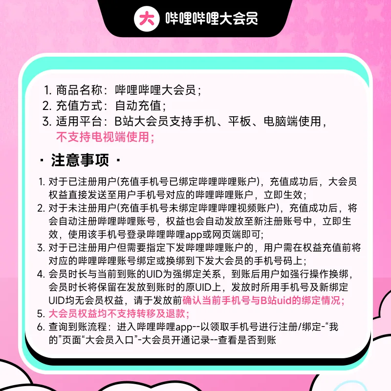 哔哩哔哩大会员年卡权益页面（细节图 2）