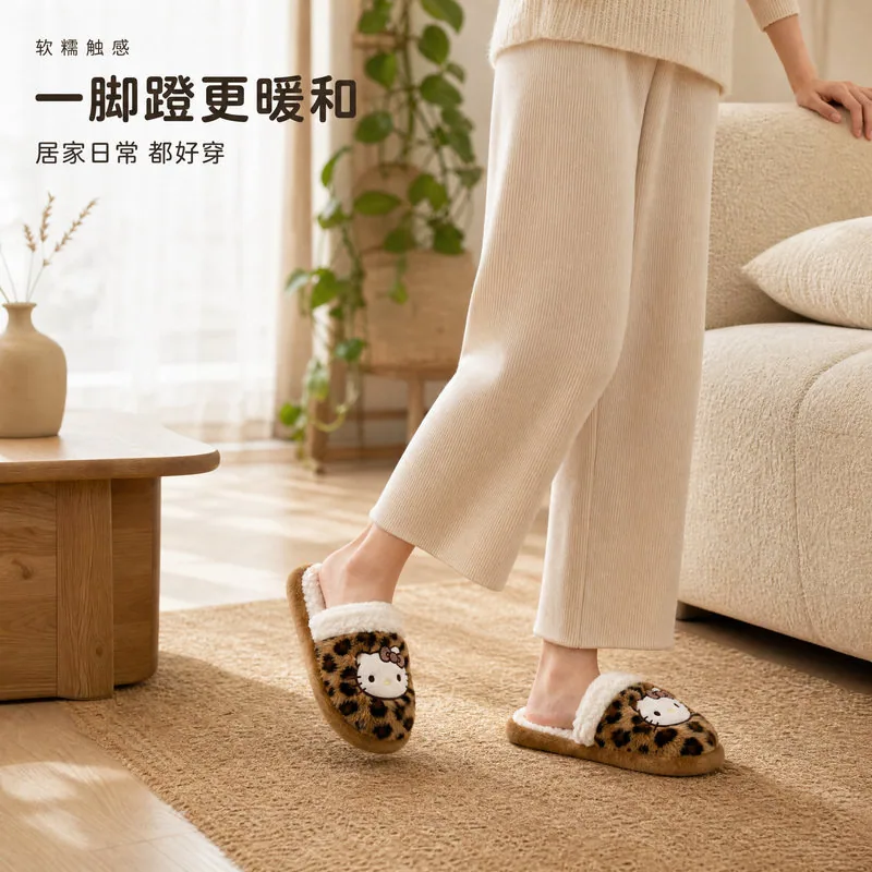 豹纹小猫图案毛毛拖鞋（细节图 2）