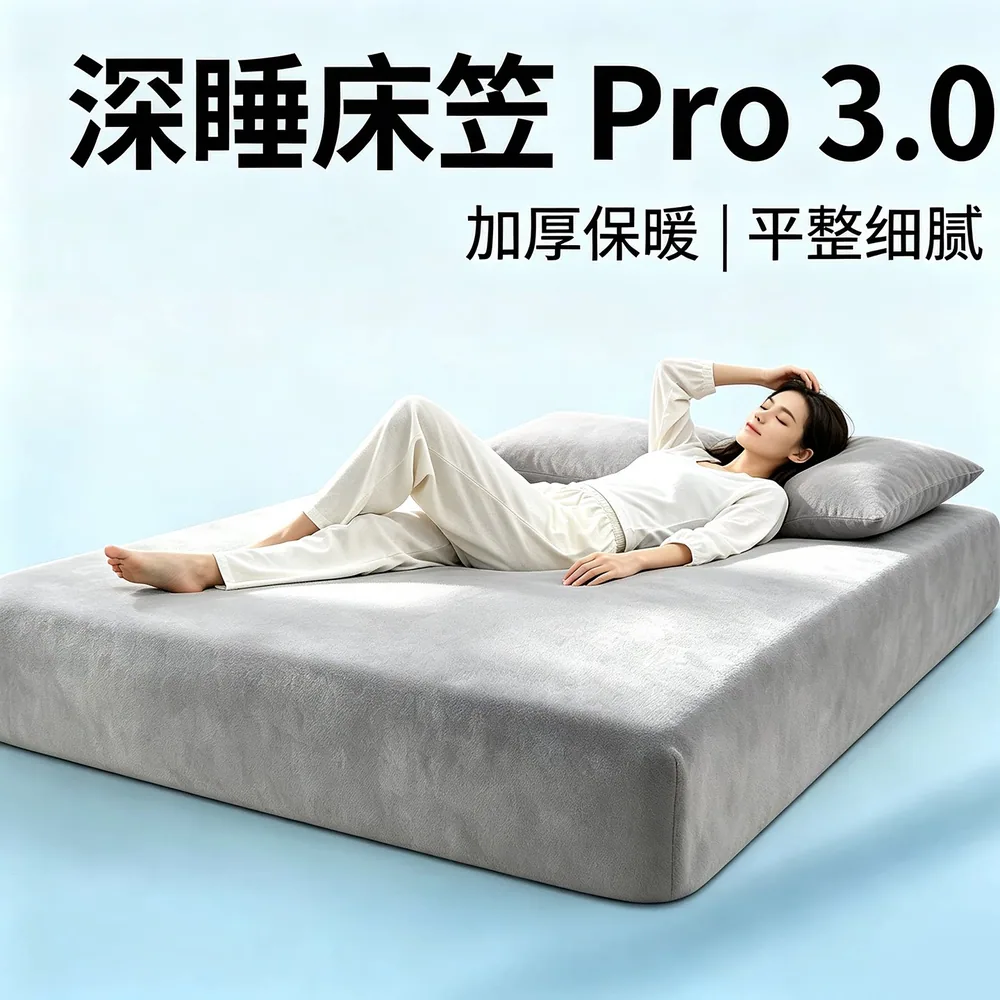 宜家家居家纺床品加厚牛奶绒床笠