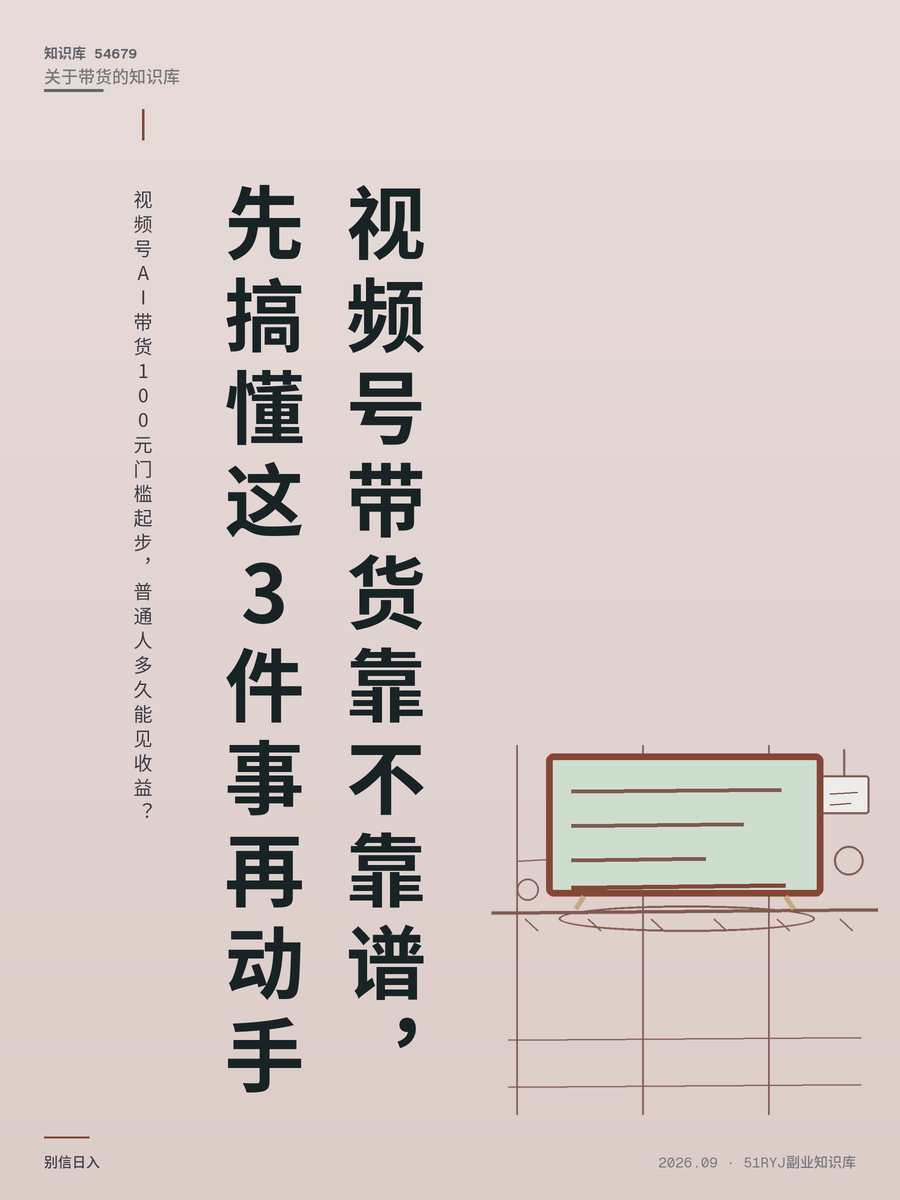 视频号AI带货100元门槛起步，普通人多久能见收益？