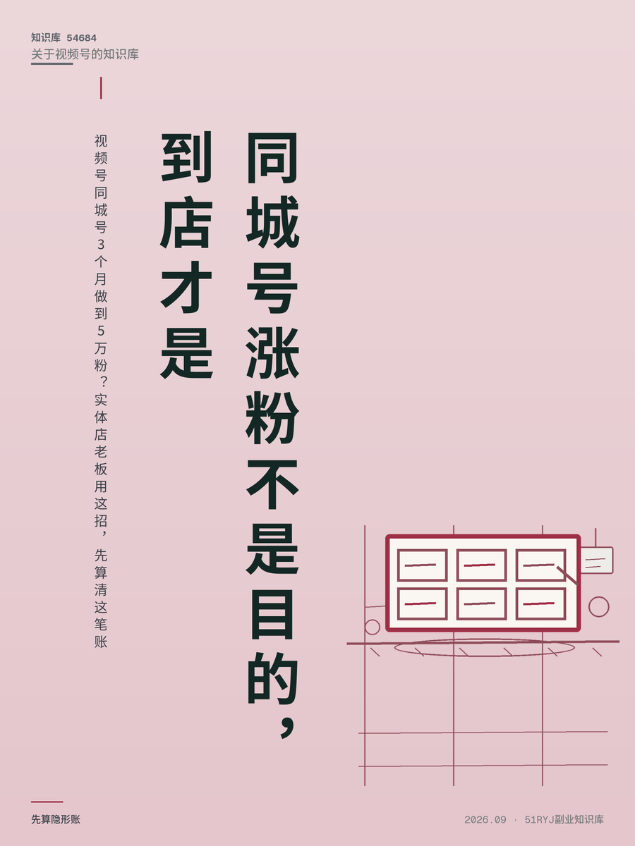 视频号同城号3个月做到5万粉？实体店老板用这招，先算清这笔账
