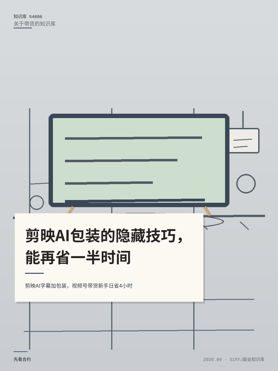 剪映AI字幕加包装，视频号带货新手日省4小时
