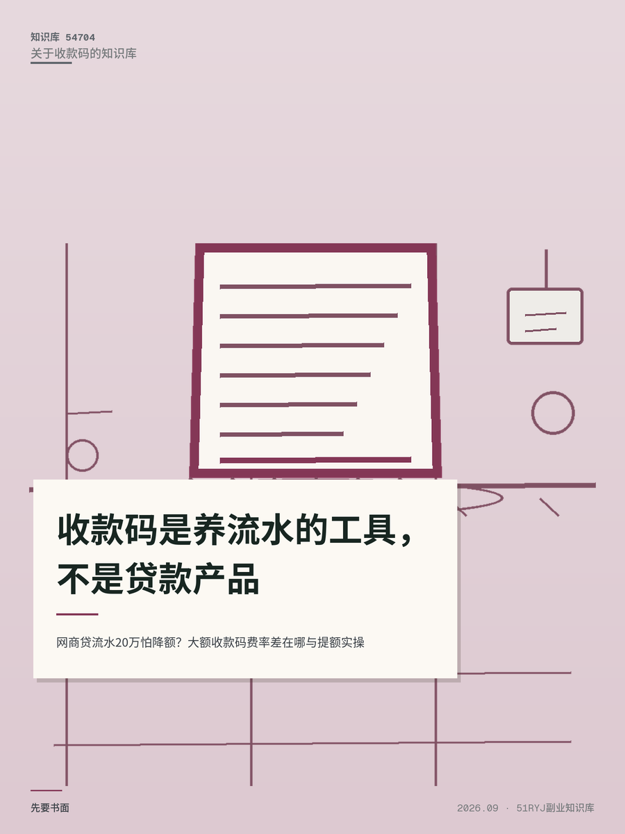网商贷流水20万怕降额？大额收款码费率差在哪与提额实操