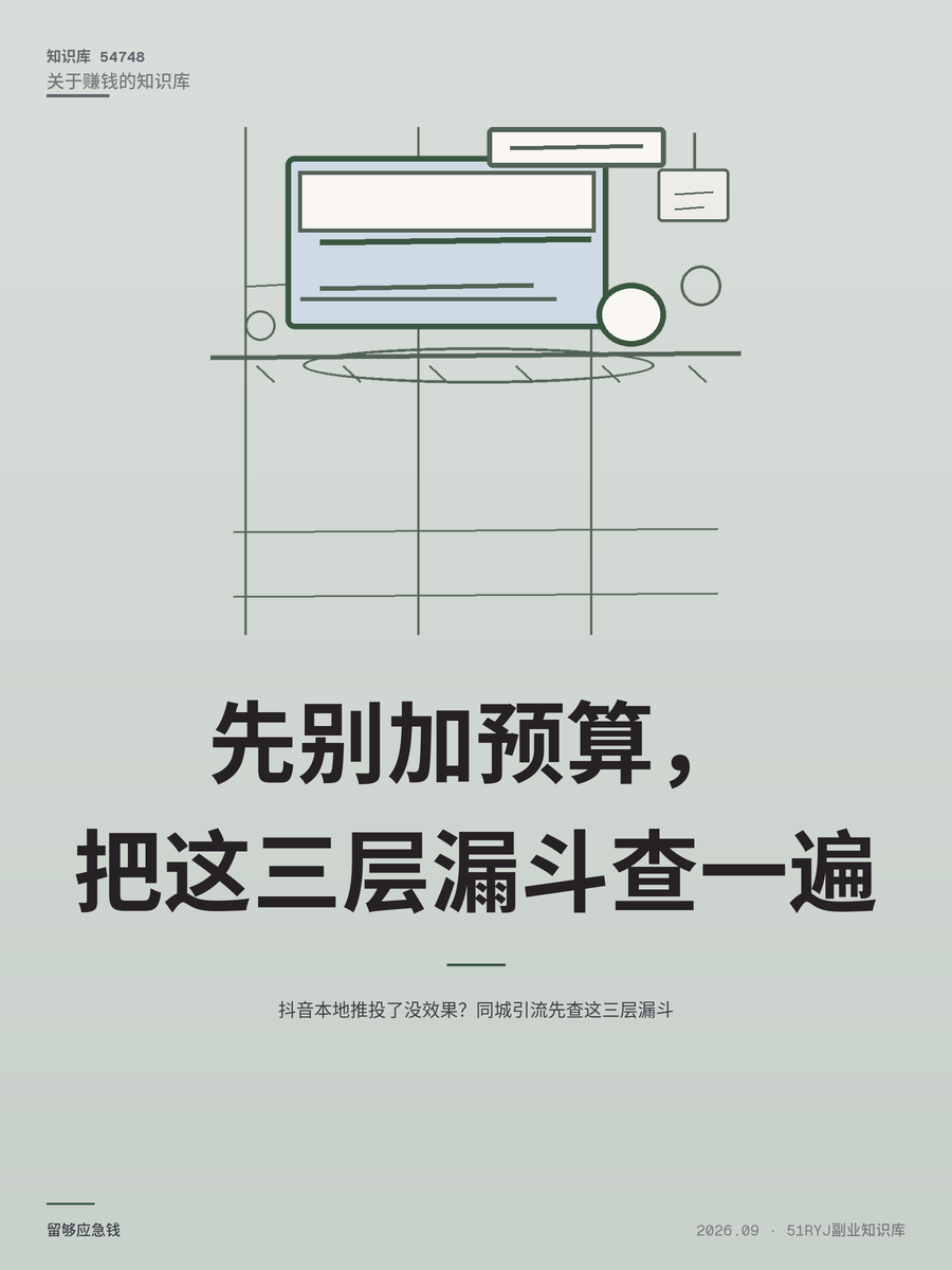 抖音本地推投了没效果？同城引流先查这三层漏斗