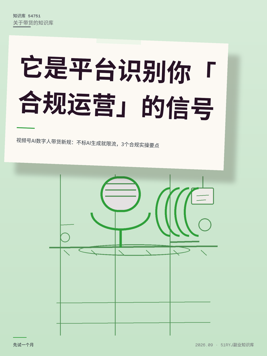 视频号AI数字人带货新规：不标AI生成就限流，3个合规实操要点